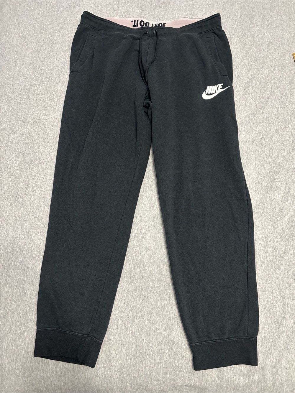 Nike Black Sweatpant Joggers with White Swoosh